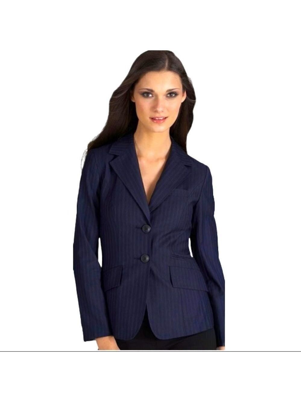 ** Noel Asmar Classic Fit Navy Pinstripe 2-Button Suit Jacket Blazer Size XS